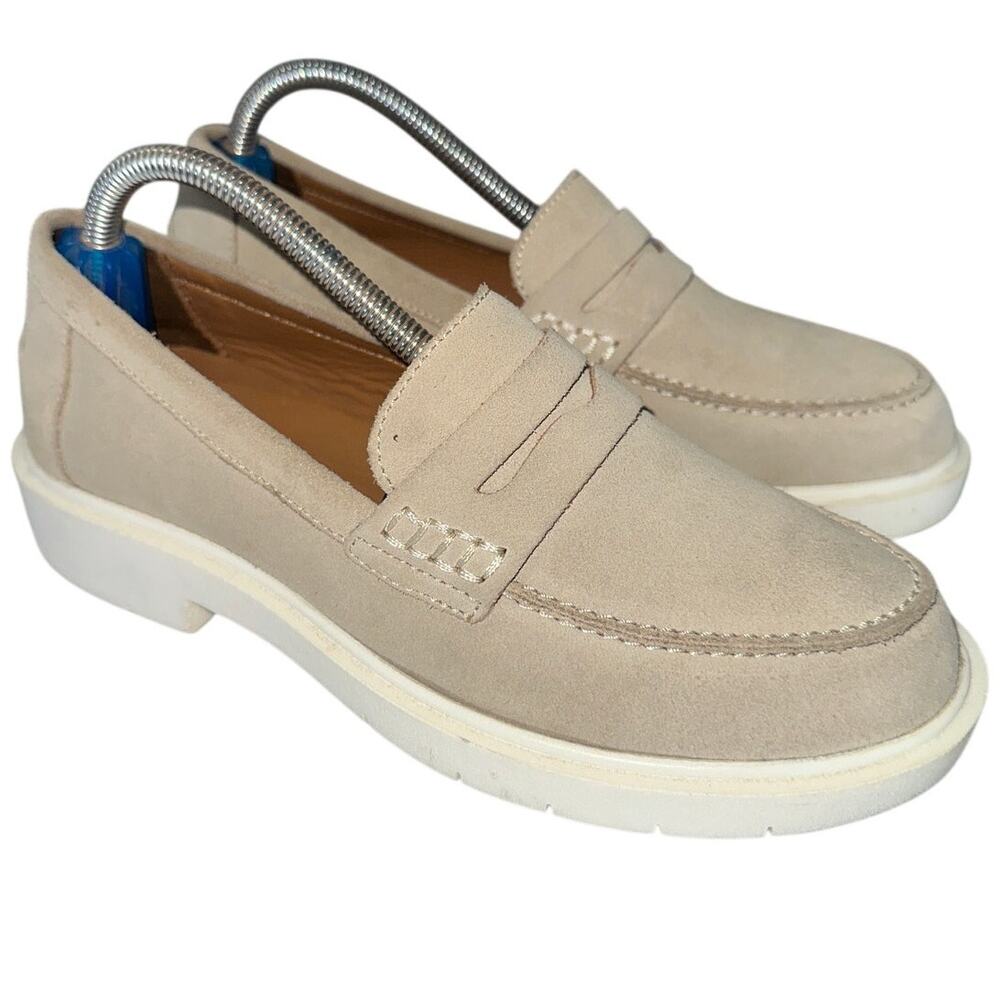Geox Spherica Penny Loafers Light Grey Leather Comfort Shoes Women’s US 6 EU 36